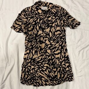 ba&sh Black and Tan Short Sleeve Printed Tunic Top